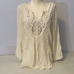 Maurice’s Elegant Cream Lace-Trimmed Women's Top